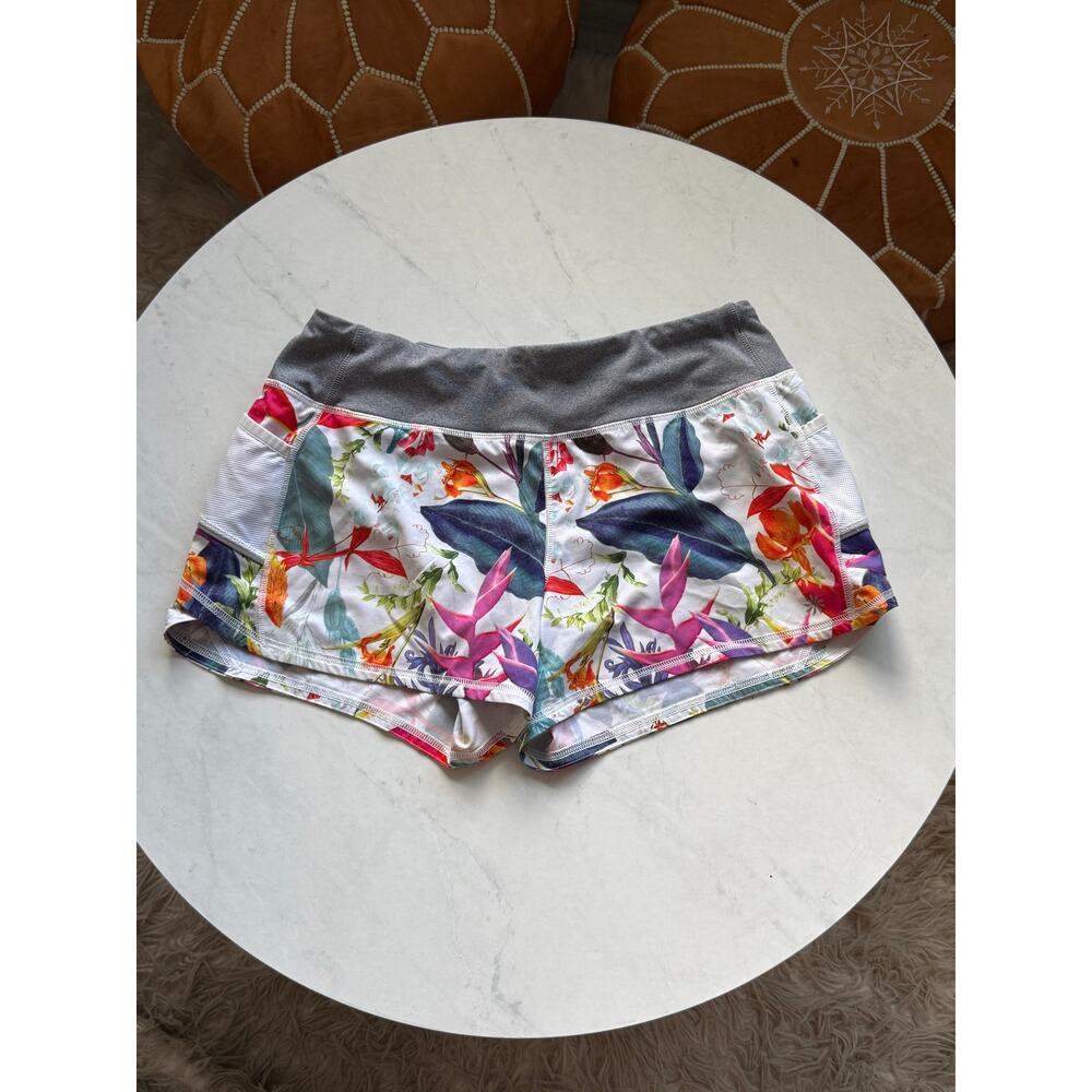 Athleta Ready Set Go Shorts Tropical Lilies Floral Running Shorts Medium - Picture 2 of 10